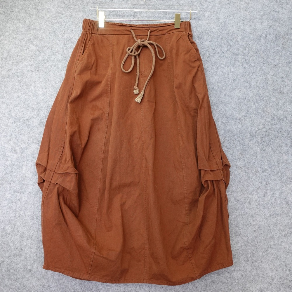Y2K Lagenlook Cargo Skirt Womens SMALL Brown Forest Grunge Parachute Chocolate